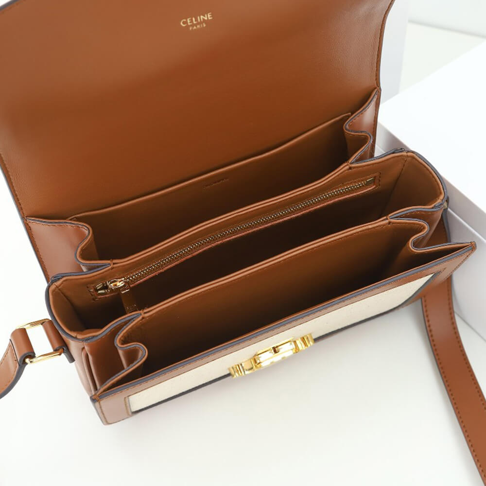 Celine Classique Triomphe Bag In Triomphe Canvas And Calfskin - Replica Luxury Bags™