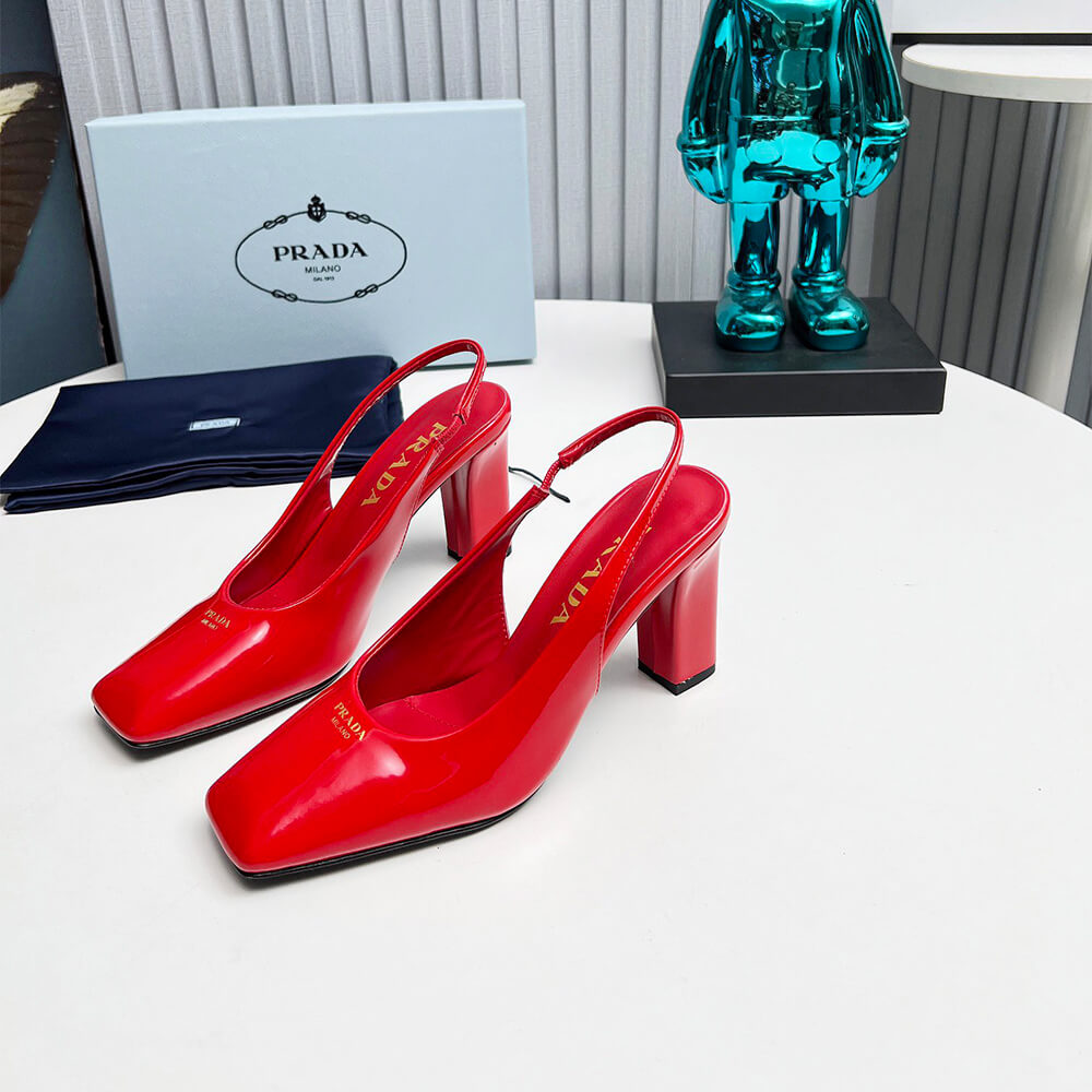 Prada Patent Leather Slingback Pumps 85 mm Shoes - Replica Luxury Bags™