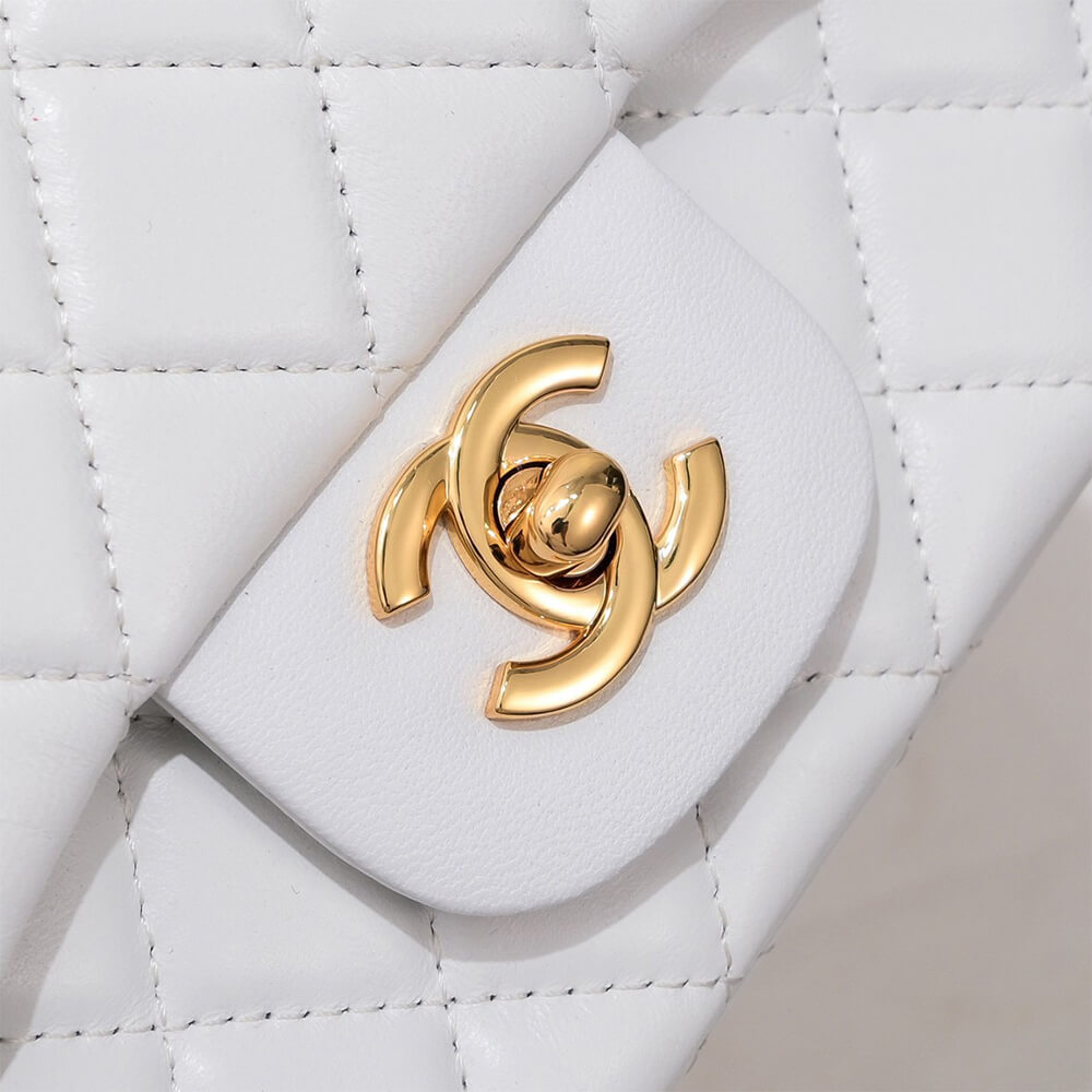 Chanel Mini Flap Bag in White with Gold Hardware - Replica Luxury Bags™