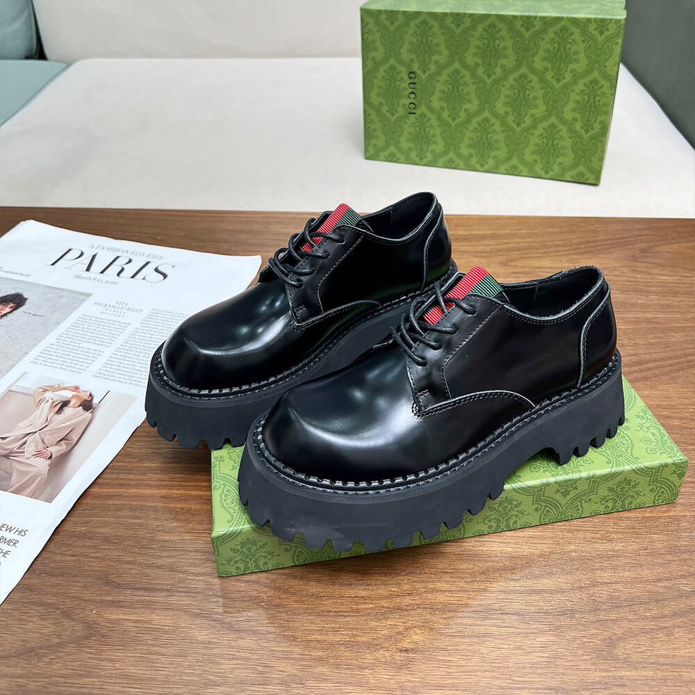 GUCCI Women s lace-up with Web Shoes - Replica Luxury Bags™