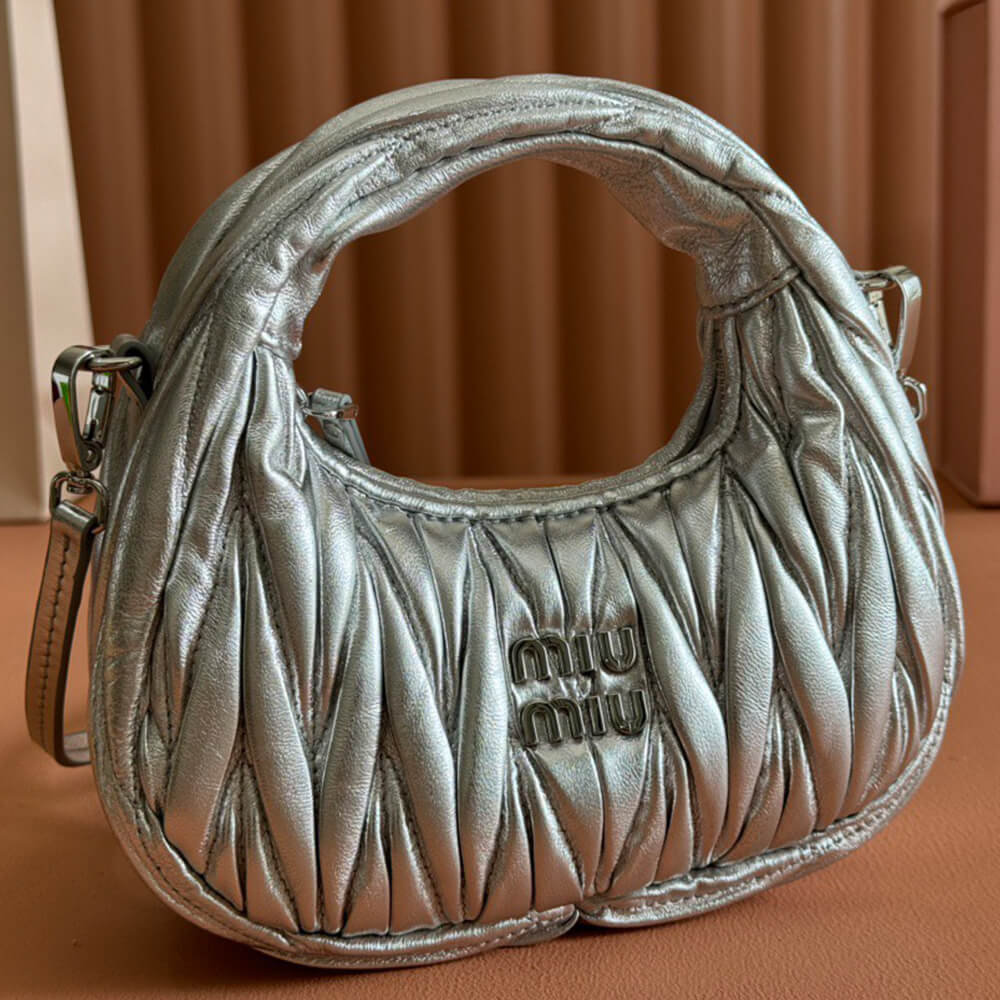 Miumiu Mini Wander Matelasse Nappa Leather Hobo Bag - Replica Luxury Bags™