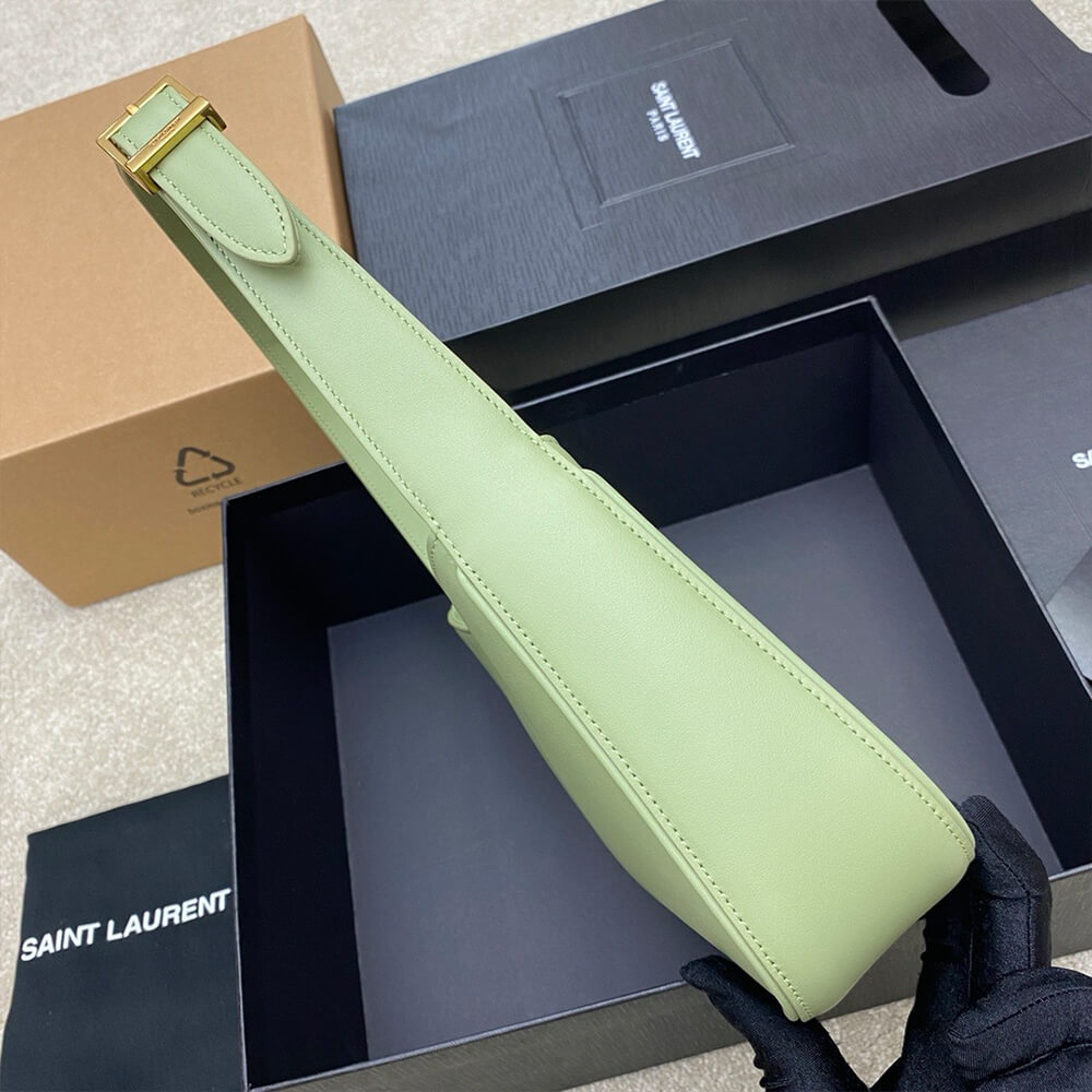 YSL LE 5 A 7 Hobo Bag in Light Green Smooth Leather - Replica Luxury Bags™