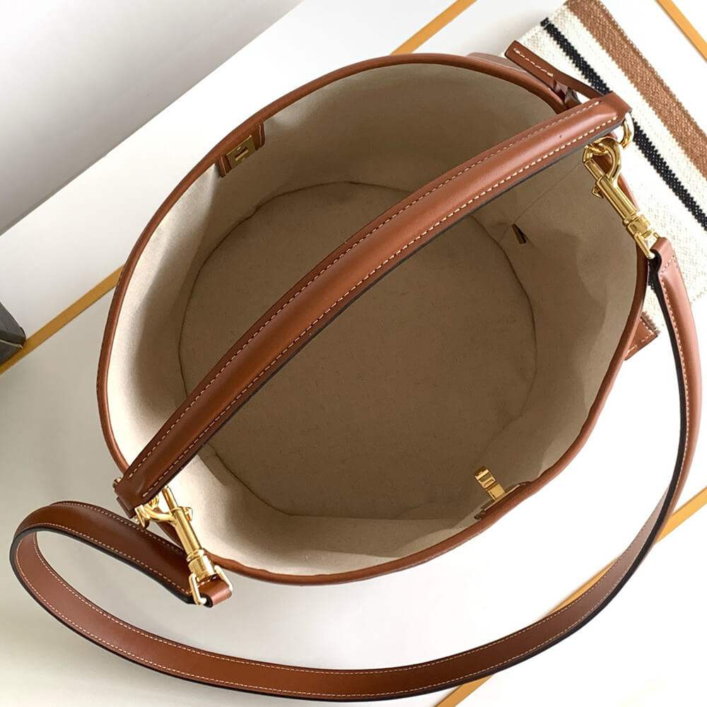 Celine Bucket 16 Bag in Striped Textile With Celine Jacquard - Replica Luxury Bags™