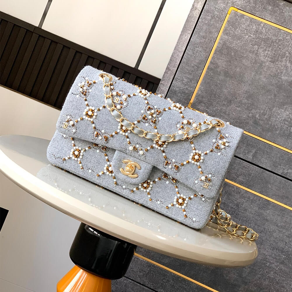 Chanel Pearl Classic Double Flap Handbag - Replica Luxury Bags™