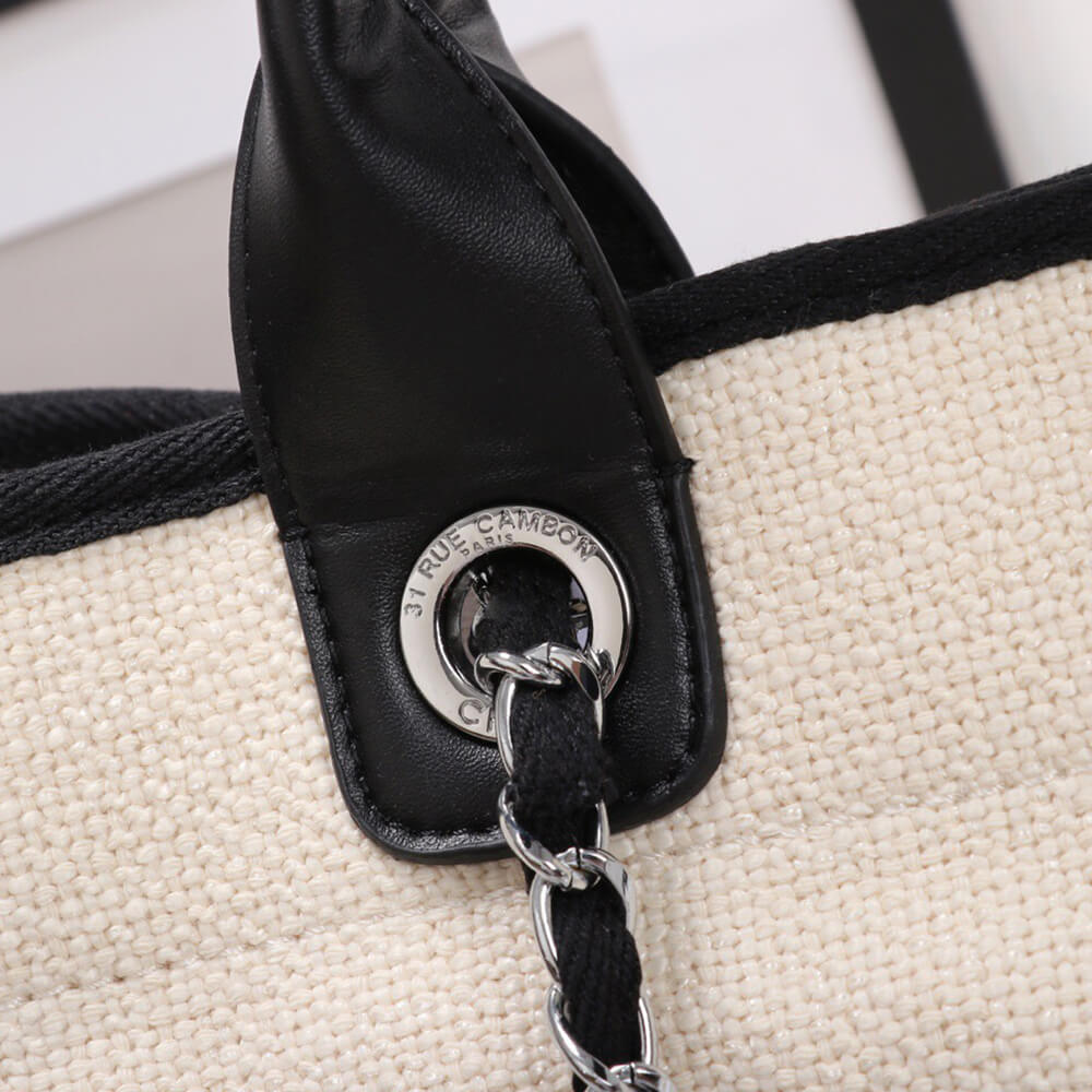 Chanel Woven Straw Raffia Striped Medium Deauville Tote Bag - Replica Luxury Bags™