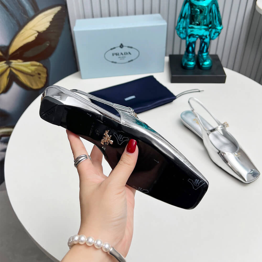 Prada Patent Leather Slingback Ballerinas Shoes - Replica Luxury Bags™