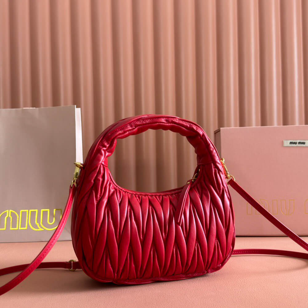 Miumiu Small Wander Matelasse Nappa Leather Hobo Bag - Replica Luxury Bags™