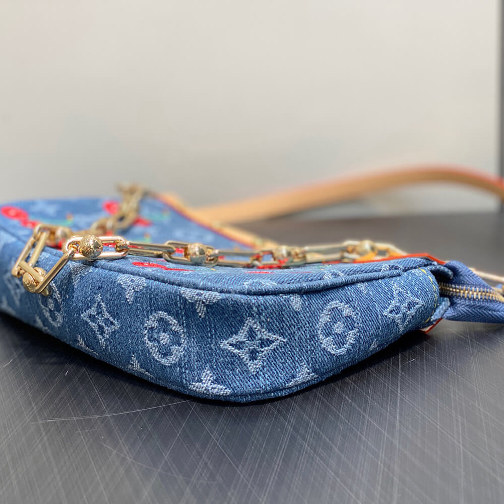 LV x TM Pochette Accessoires Monogram and Cherries Denim Bag - Replica Luxury Bags™