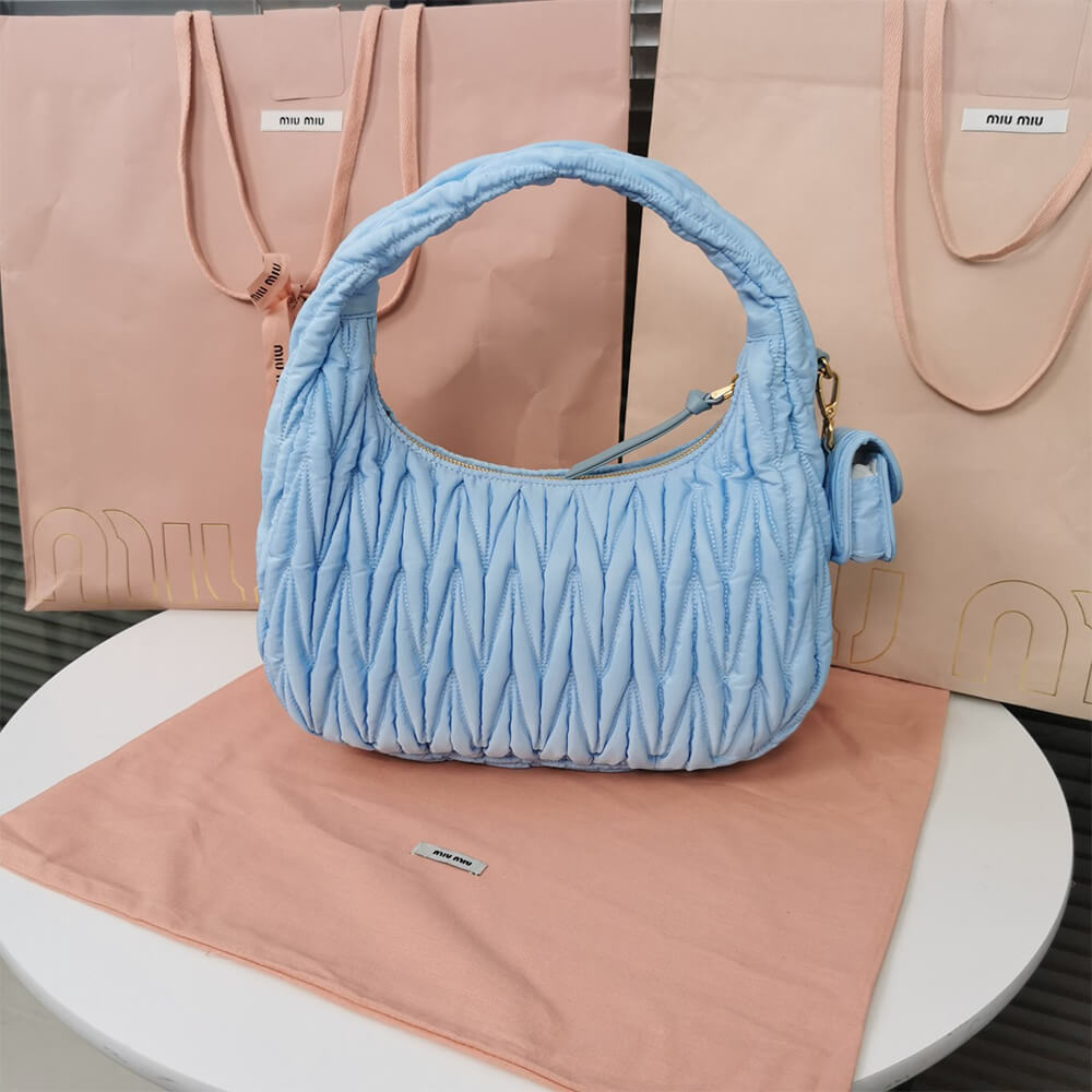 Miumiu Miu Wander Matelasse Regenerated Nylon Hobo Bag - Replica Luxury Bags™