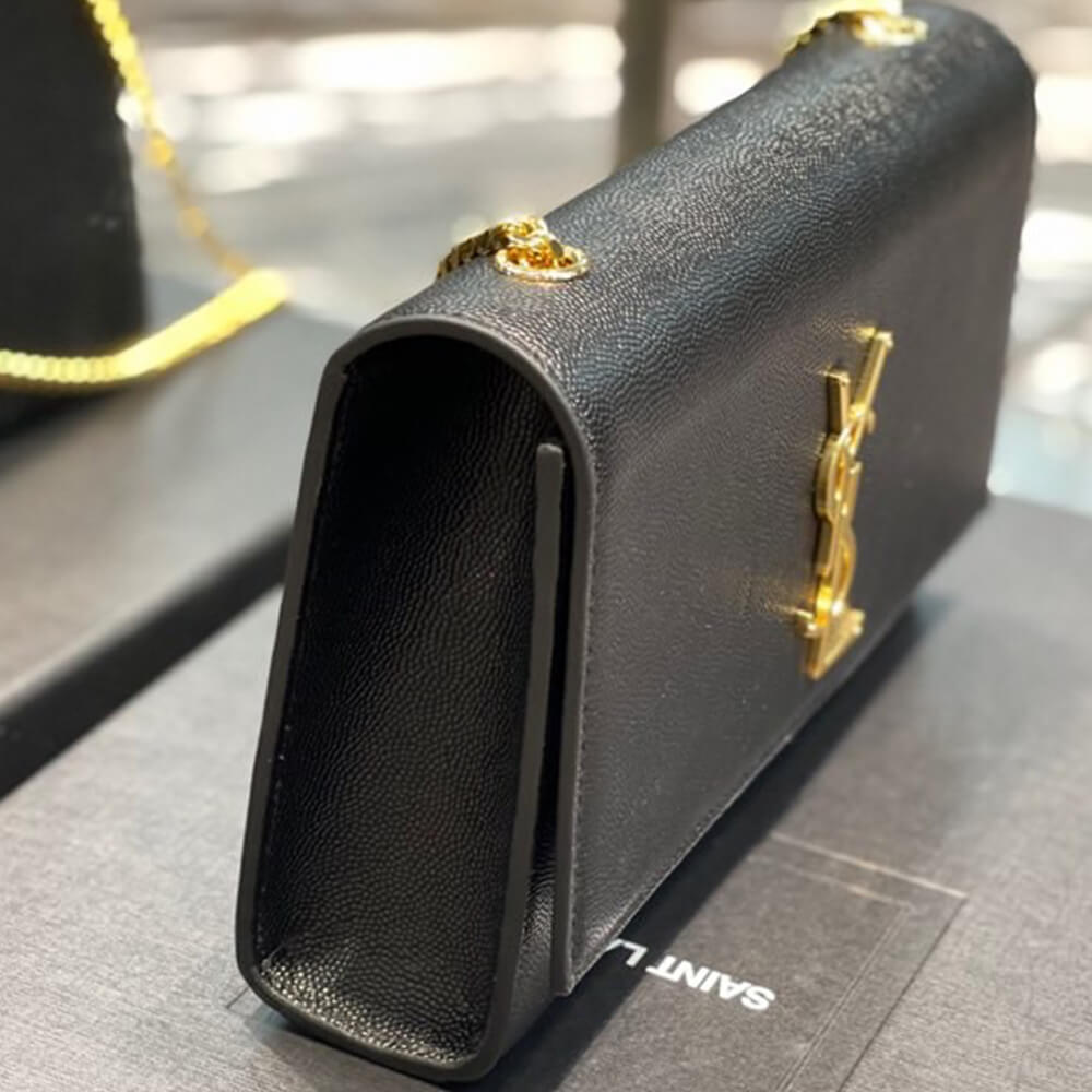 YSL Kate Medium Chain Bag in Grain De Poudre Embossed Leather - Replica Luxury Bags™