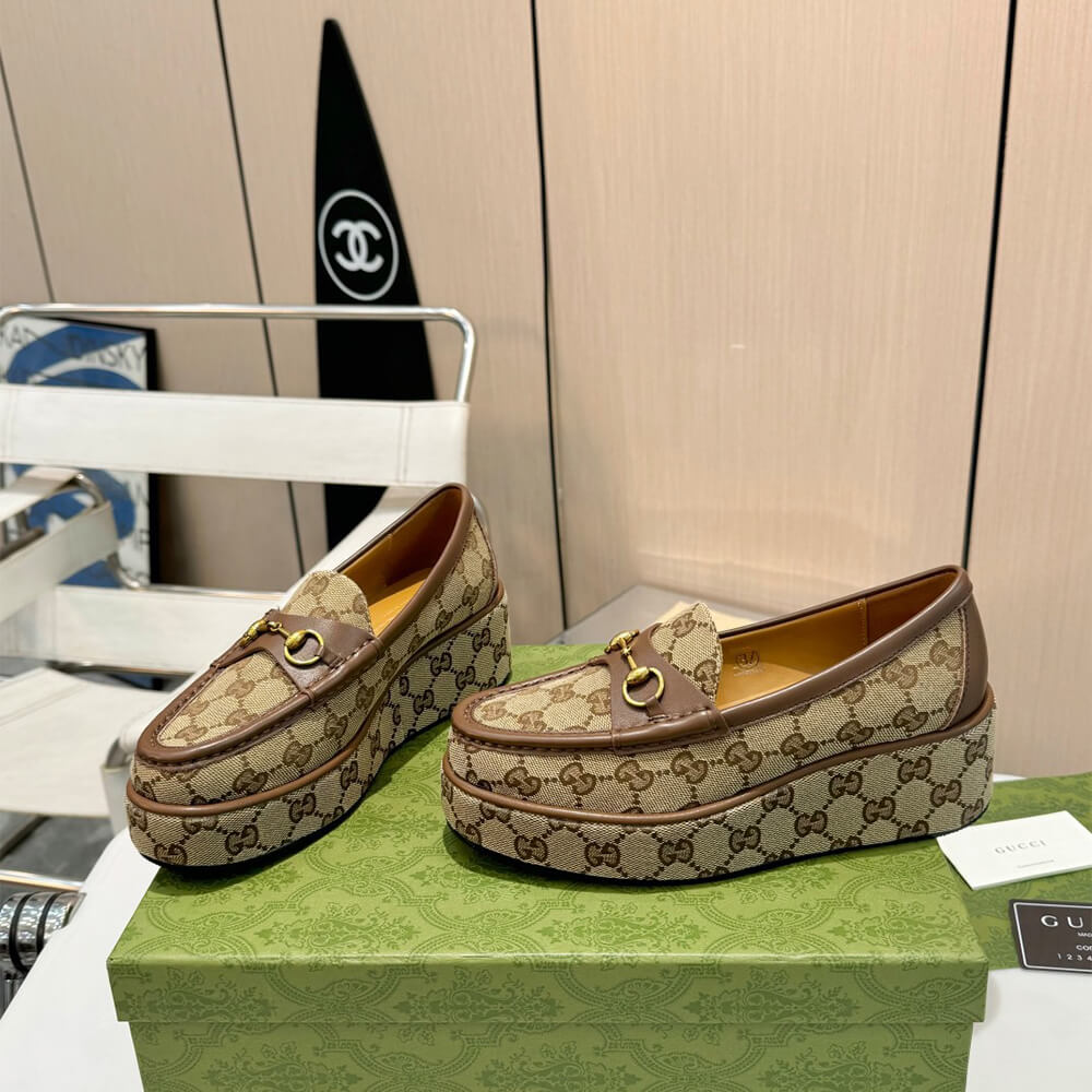Gucci Women s Horsebit wedge loafer Shoes - Replica Luxury Bags™