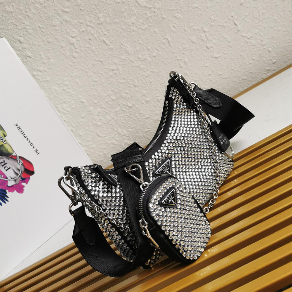 Prada Re-Edition 2005 Satin Bag with Crystals - Replica Luxury Bags™