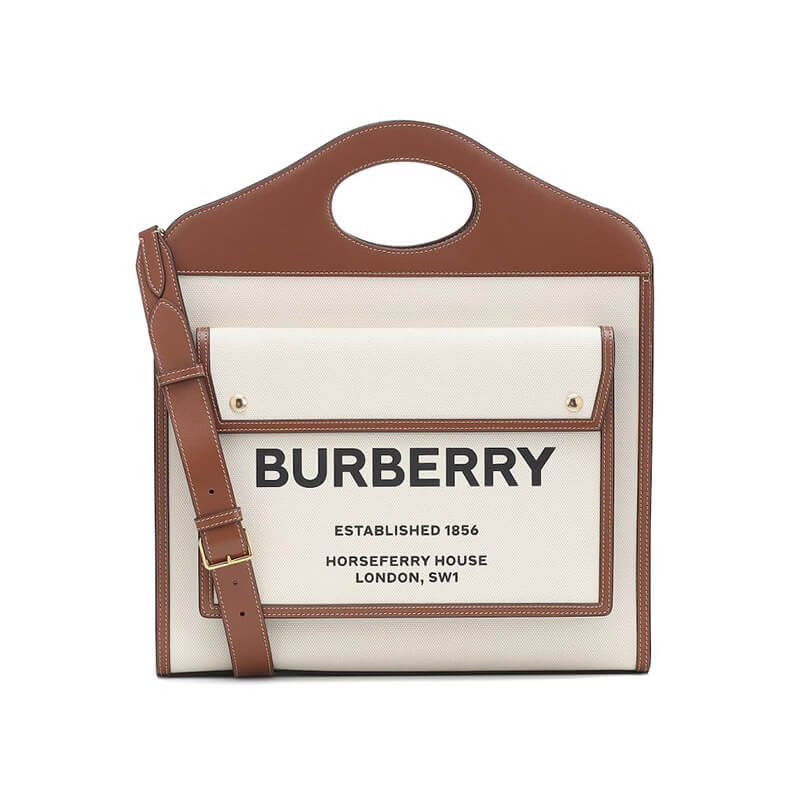 Burberry Pocket Medium Leather-trimmed Canvas Tote Bag - Replica Luxury Bags™