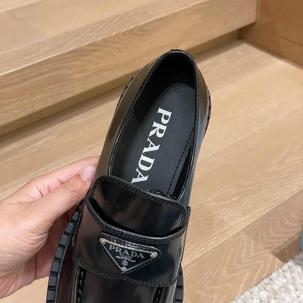 Prada chocolate brushed leather loafers Shoes - Replica Luxury Bags™