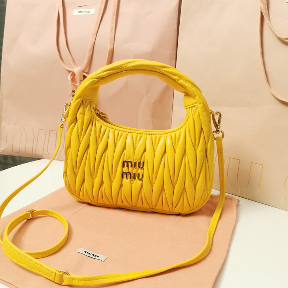 Miumiu Small Wander matelasse nappa leather hobo bag - Replica Luxury Bags™