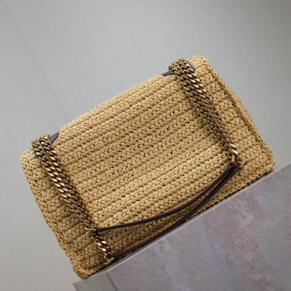 YSL Saint Laurent Niki Chain Medium Bag In Raffia - Replica Luxury Bags™