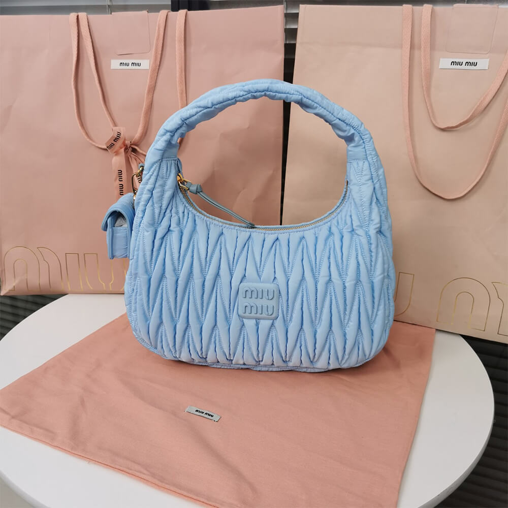 Miumiu Miu Wander Matelasse Regenerated Nylon Hobo Bag - Replica Luxury Bags™
