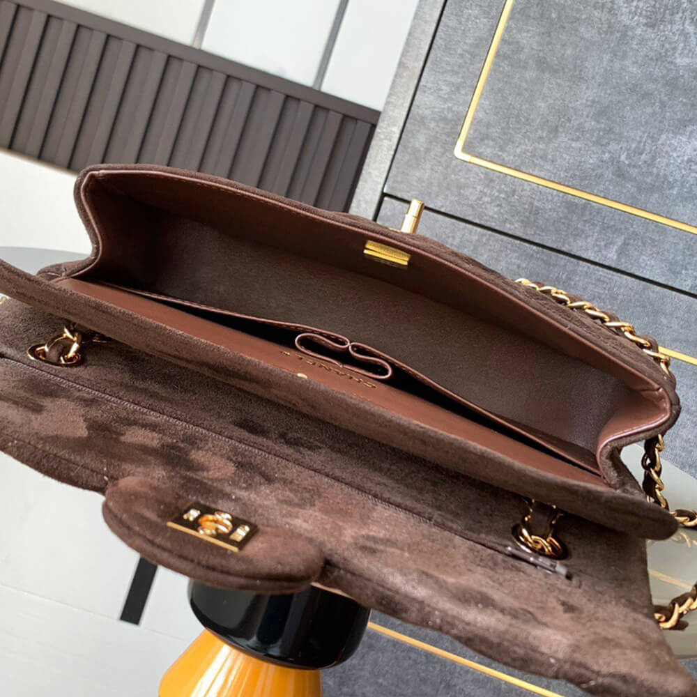 Chanel Suede Classic Double Flap Handbag - Replica Luxury Bags™