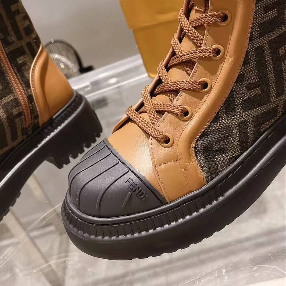 FENDI Domino Brown leather biker boots Shoes - Replica Luxury Bags™