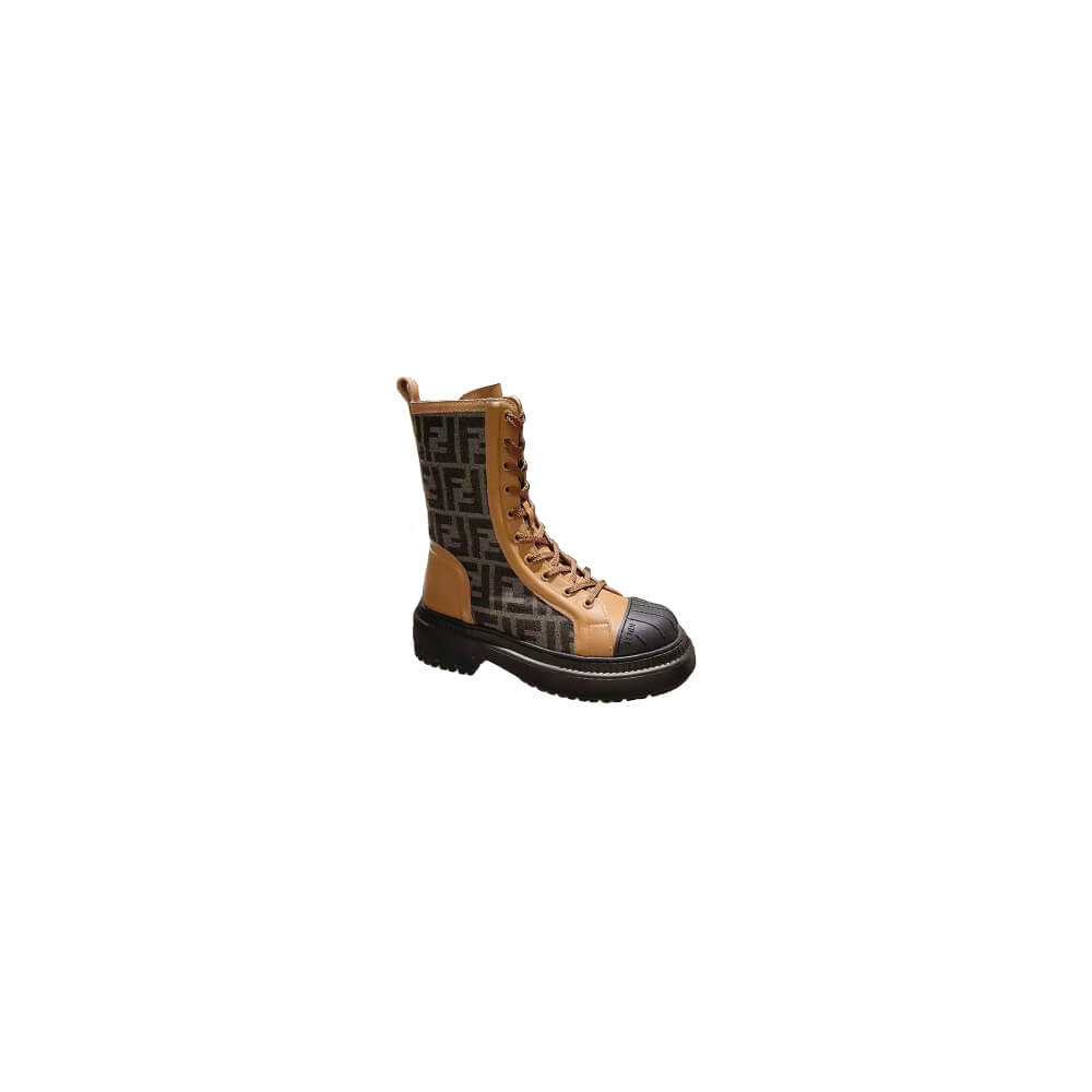 FENDI Domino Brown leather biker boots Shoes - Replica Luxury Bags™