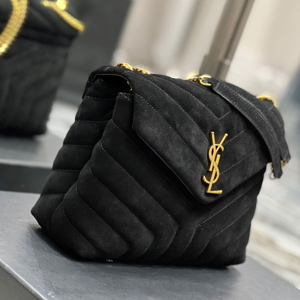 YSL Loulou Small Chain Bag in Y Quilted Suede - Replica Luxury Bags™
