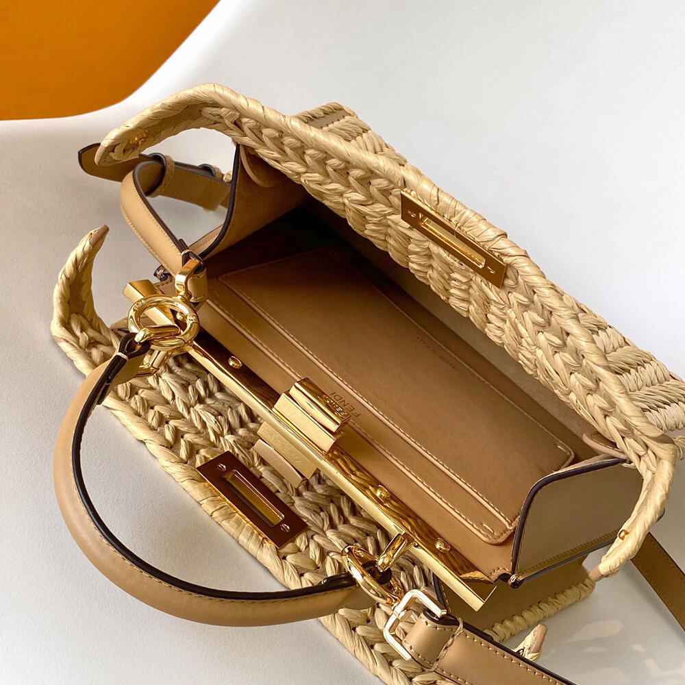 Fendi Peekaboo ISeeU Small Raffia Bag - Replica Luxury Bags™