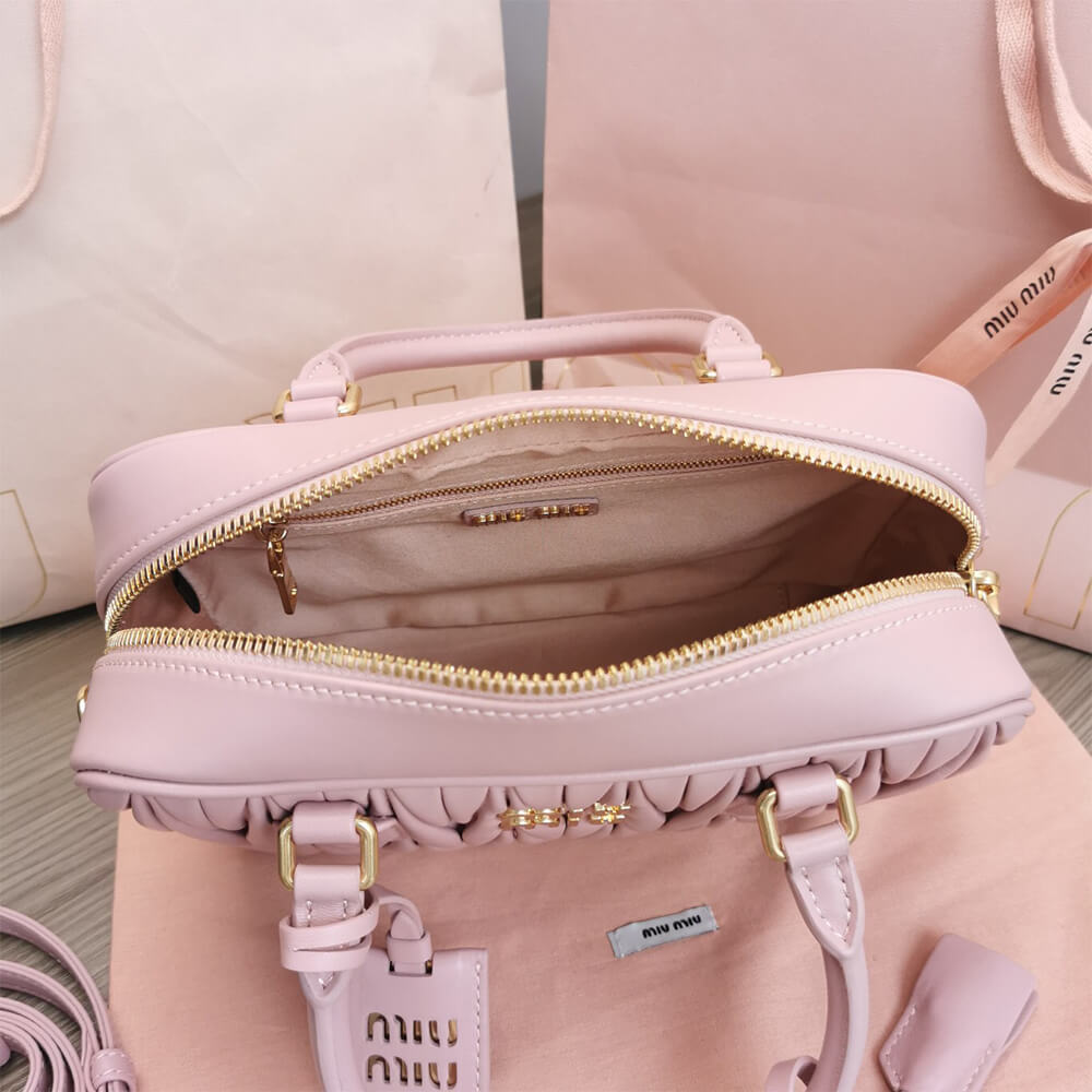 Miumiu Matelasse Nappa Leather Top Handle Bag in Pink - Replica Luxury Bags™