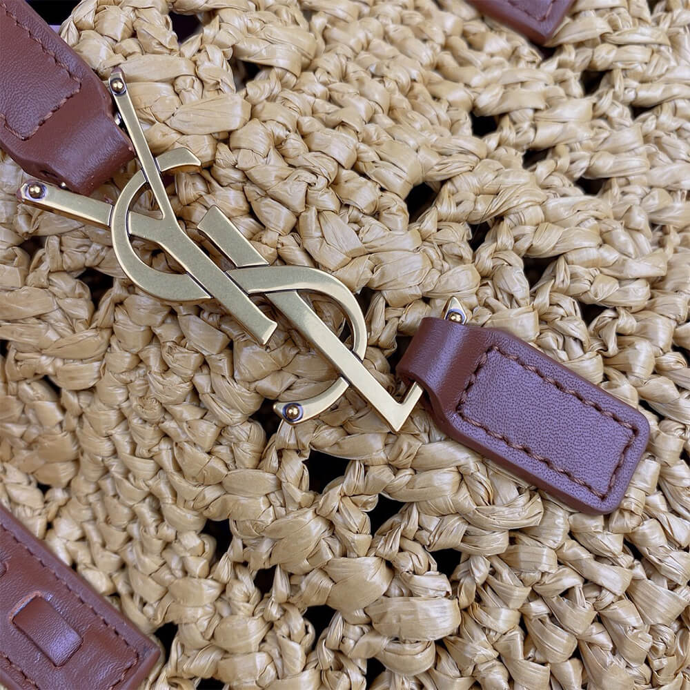 YSL Medium Panier Raffia Bag In Brown - Replica Luxury Bags™