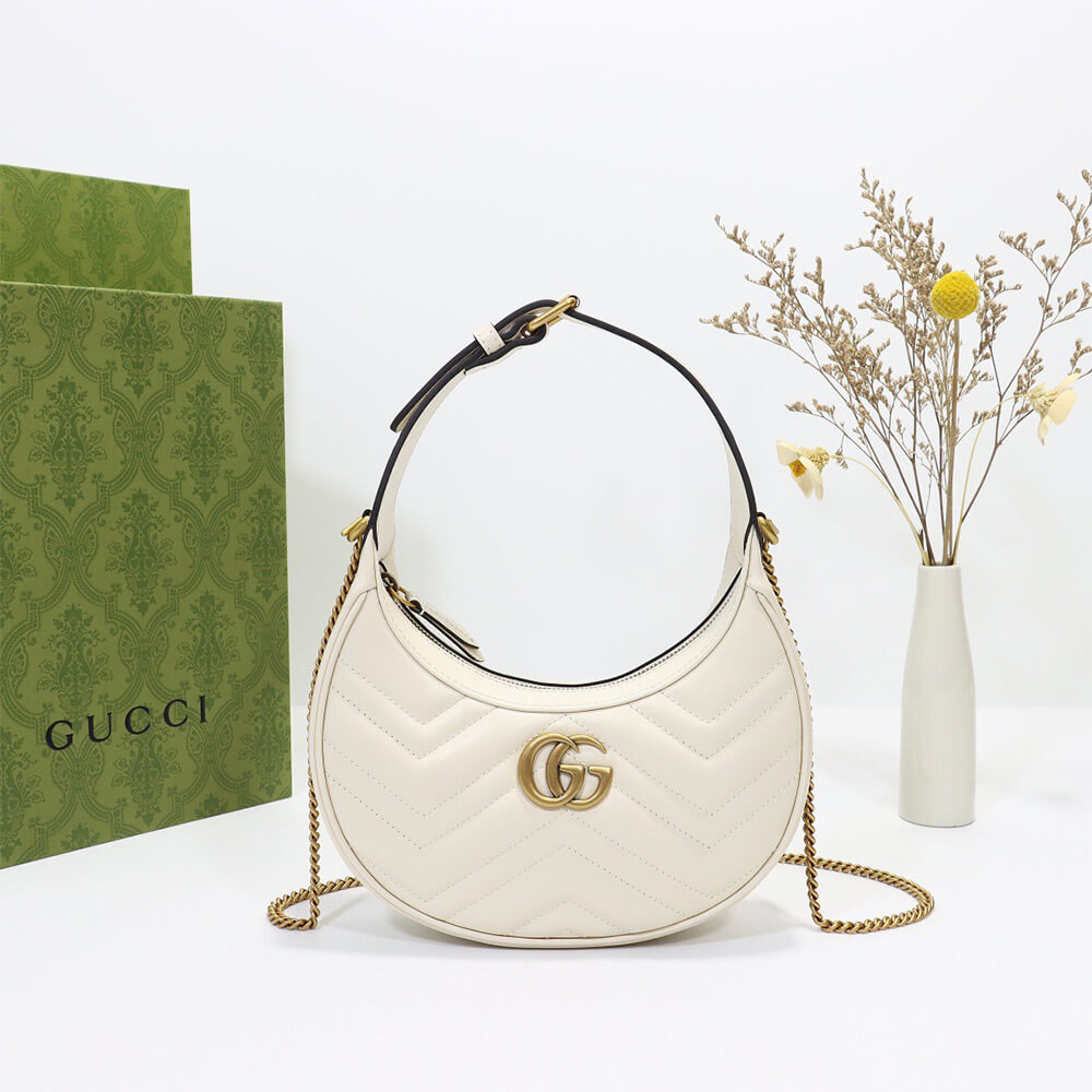Gucci GG Marmont Half-moon-shaped Mini Bag in White - Replica Luxury Bags™