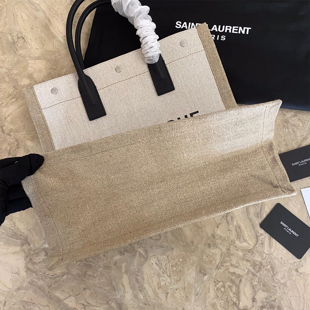 YSL Rive Gauche N/S Shopping Bag in Linen and Cotton - Replica Luxury Bags™