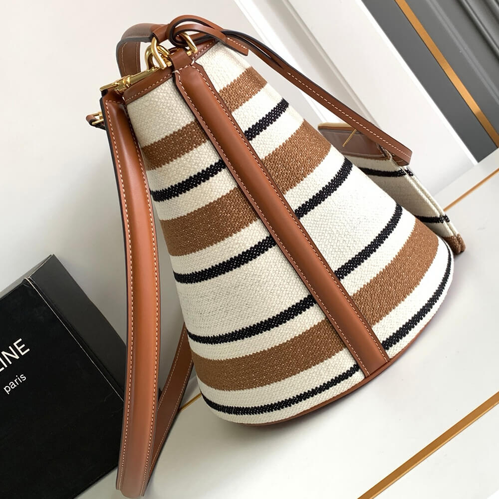 Celine Bucket 16 Bag in Striped Textile With Celine Jacquard - Replica Luxury Bags™