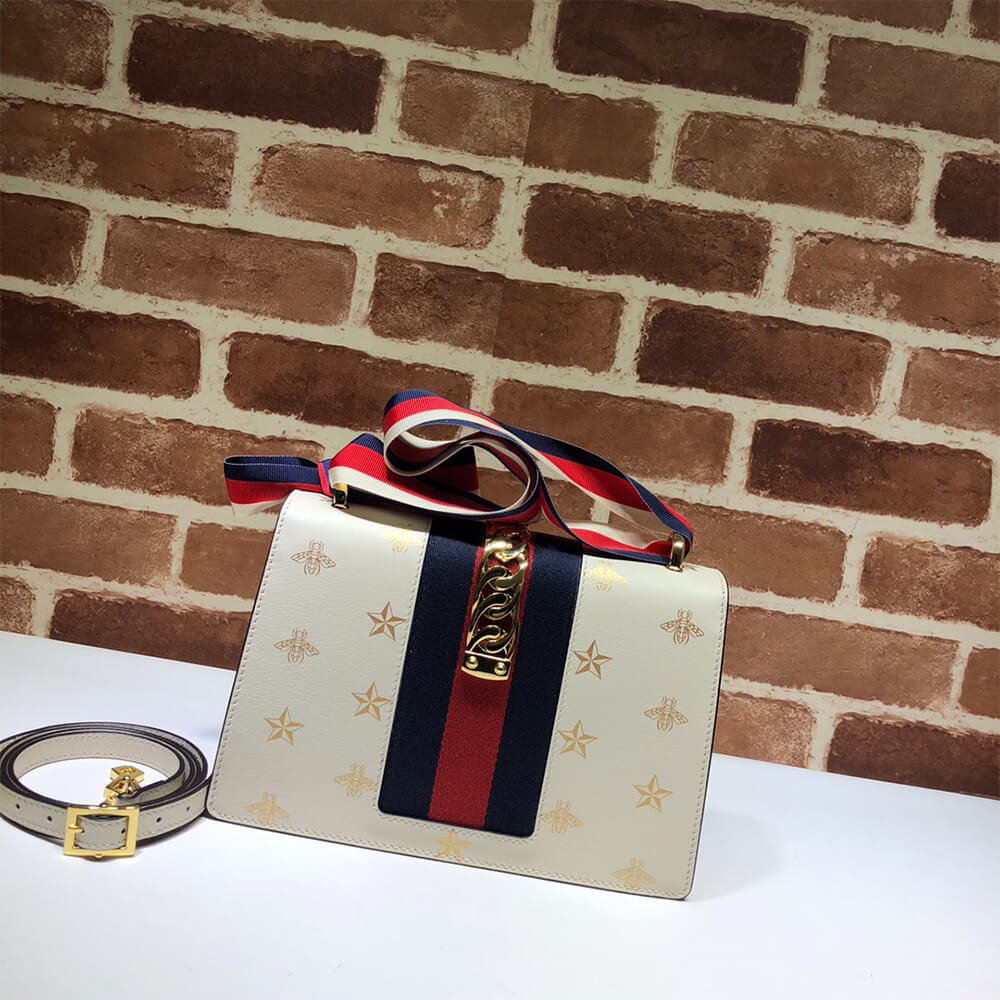 Gucci GG Sylvie Bee Star Small Shoulder Bag - Replica Luxury Bags™