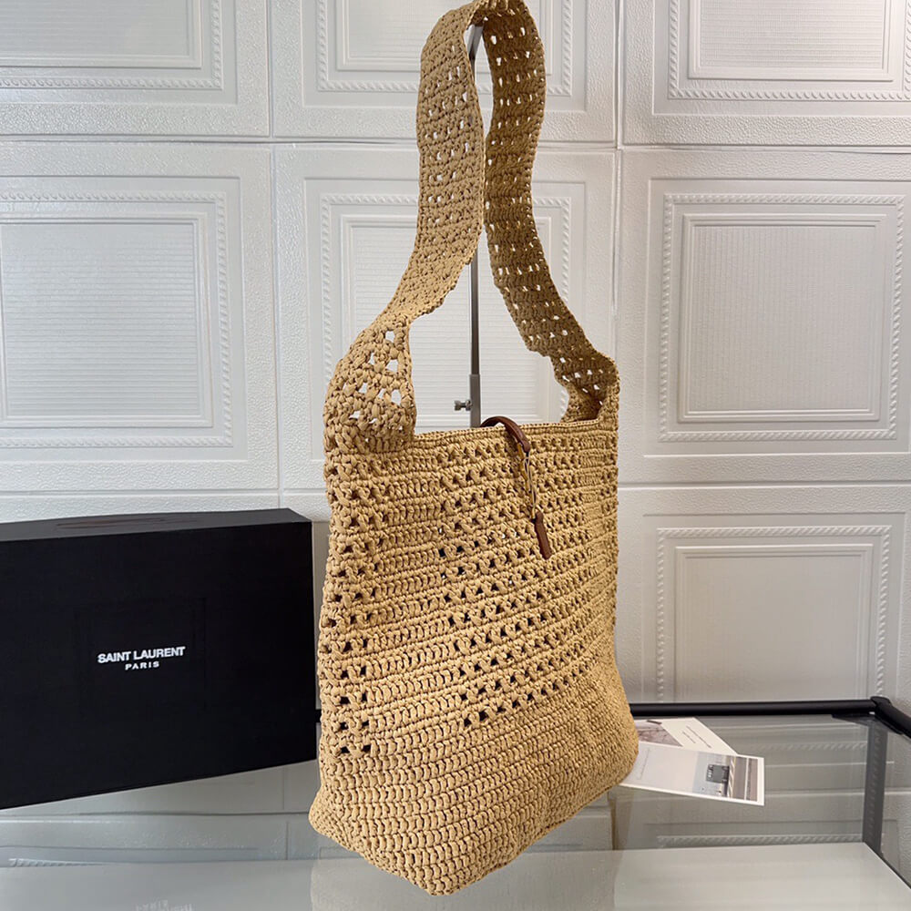 YSL Hobo Crochet Bag in Raffia and Leather - Replica Luxury Bags™