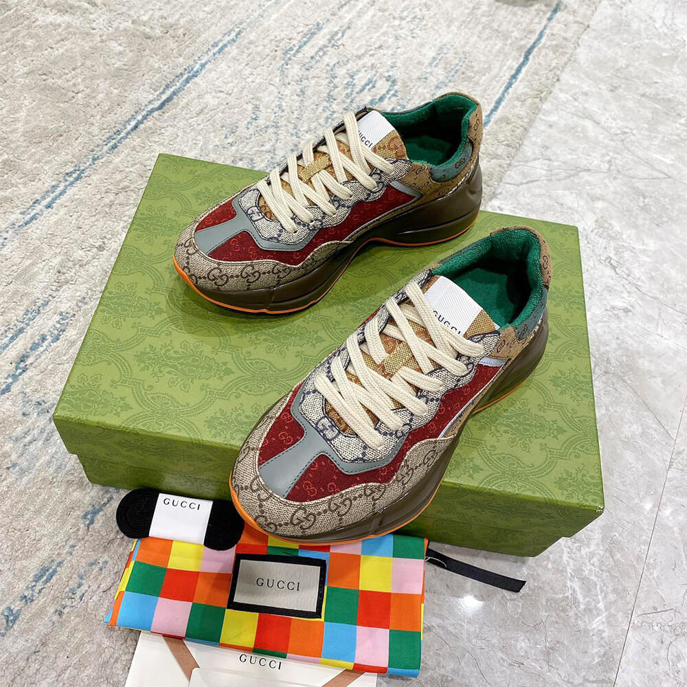 Gucci Multicolor GG Supreme Rhyton Sneaker Shoes - Replica Luxury Bags™