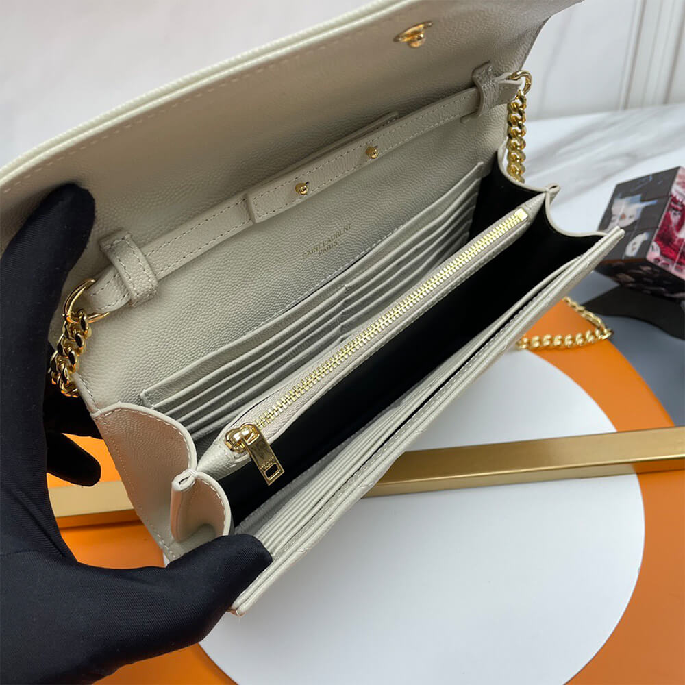 YSL Classic Cassandre Chain Wallet Bag in Grain De Poudre Leather - Replica Luxury Bags™