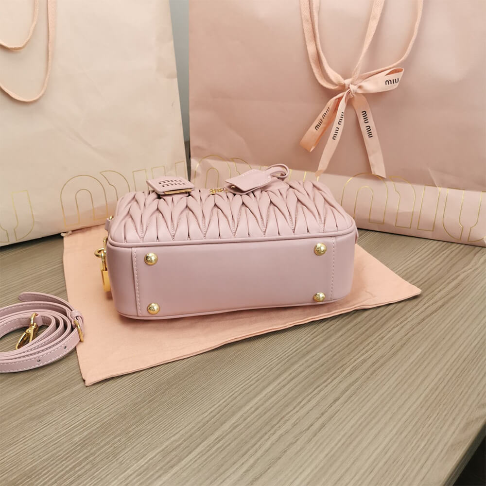 Miumiu Matelasse Nappa Leather Top Handle Bag in Pink - Replica Luxury Bags™