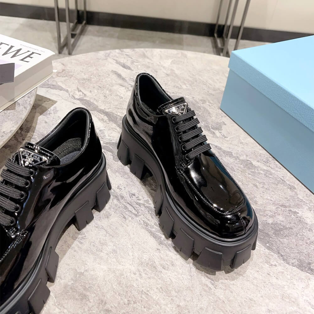 Prada Monolith patent leather lace-up shoes Shoes - Replica Luxury Bags™