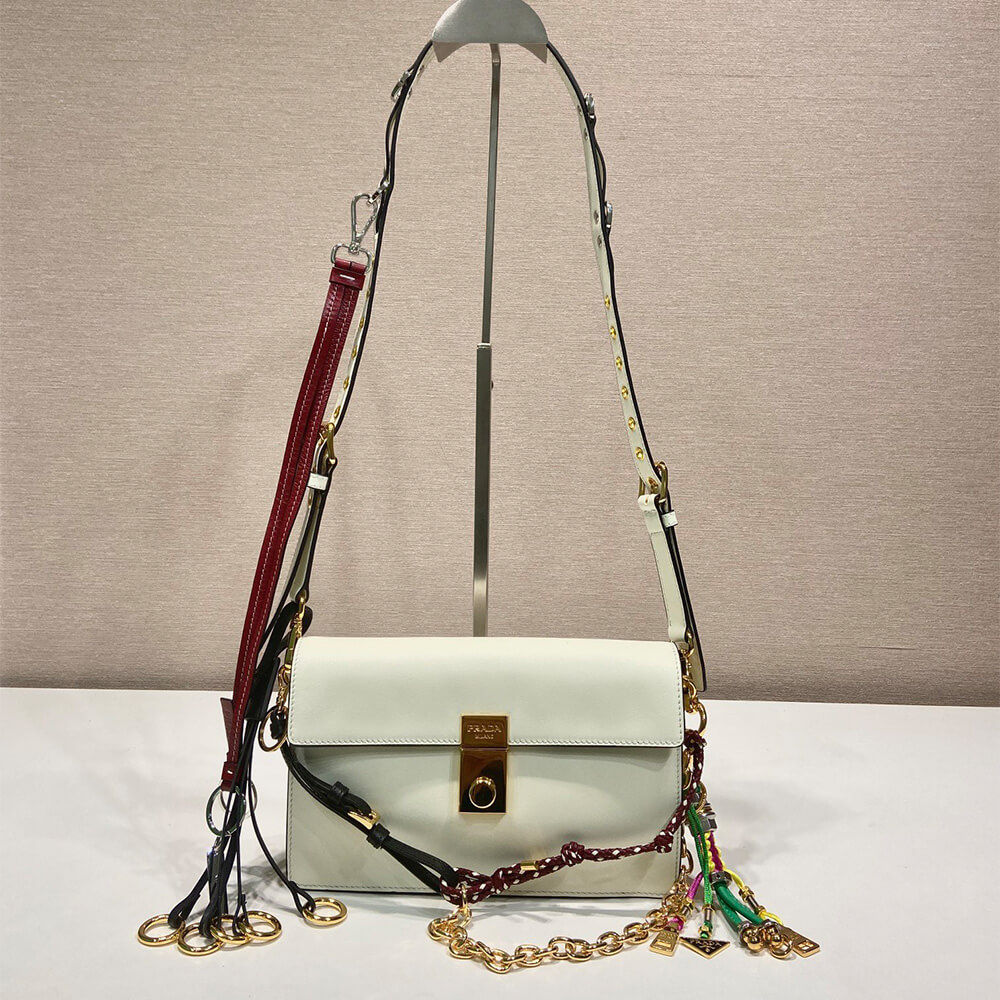 Prada Soft Sound Small Leather Shoulder Bag with Charms - Replica Luxury Bags™