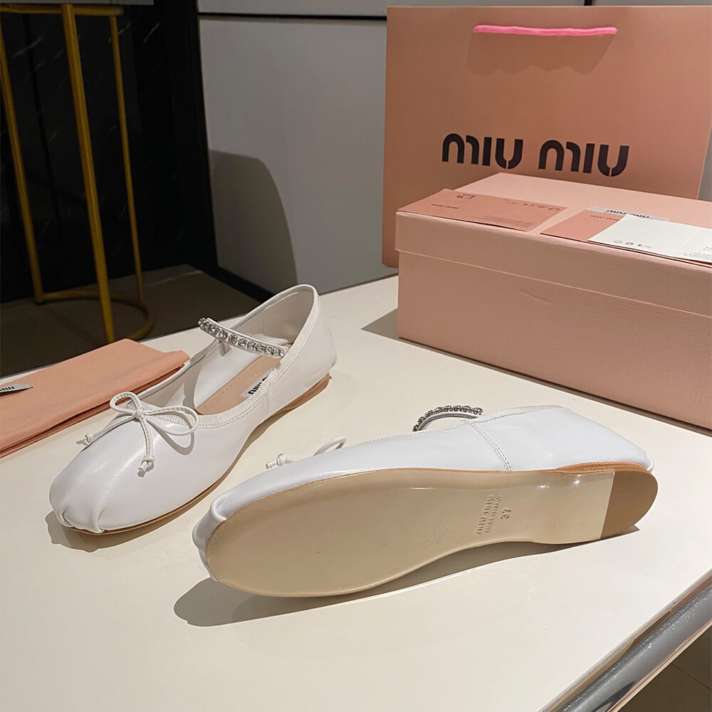 MiuMiu Leather Ballerinas Shoes - Replica Luxury Bags™