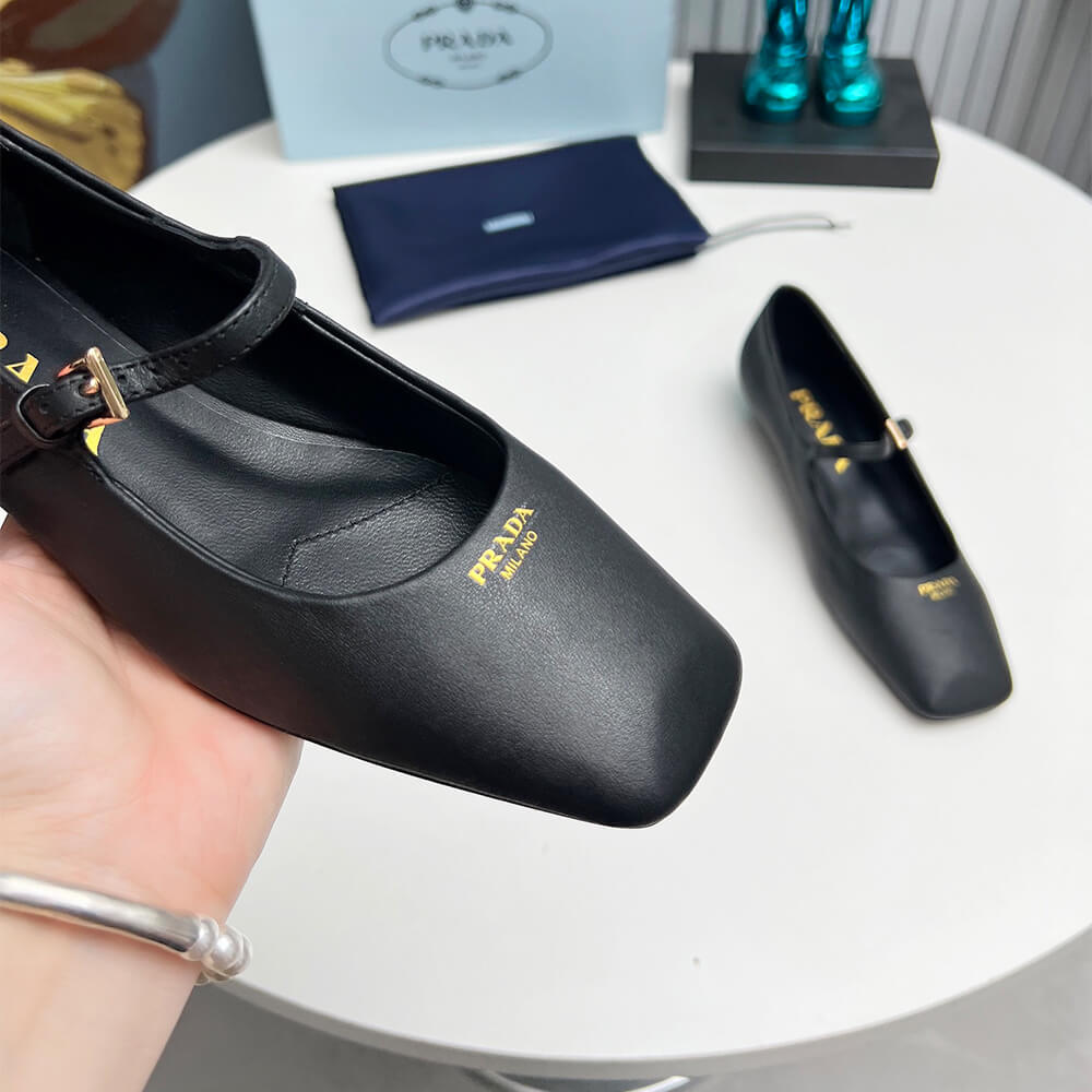 Prada Leather Mary Jane Ballerinas Shoes - Replica Luxury Bags™