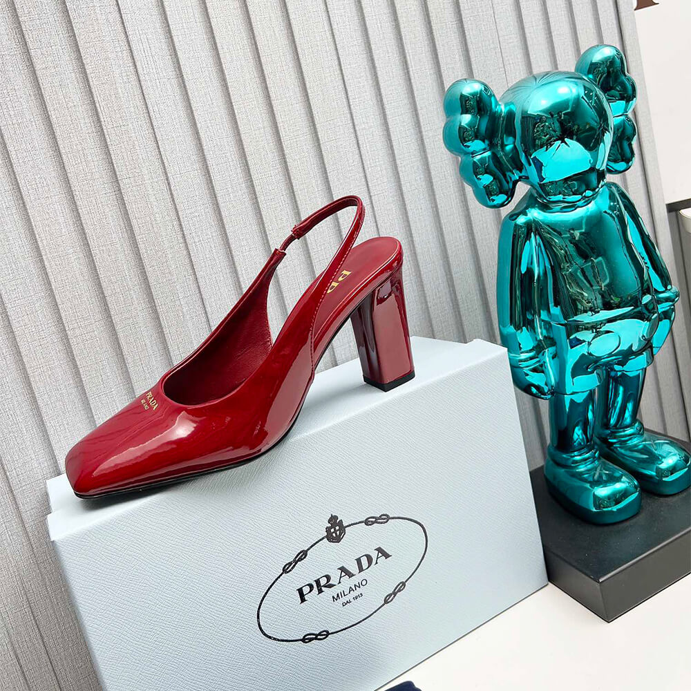Prada Patent Leather Slingback Pumps 85 mm Shoes - Replica Luxury Bags™