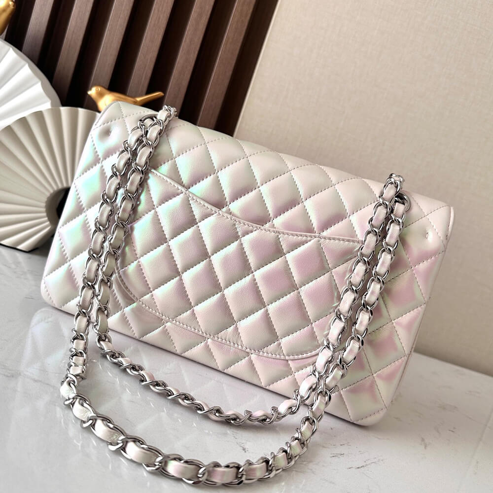 Chanel Classic Flap Handbag in Gradient Cream White with Silver Hardware - Replica Luxury Bags™