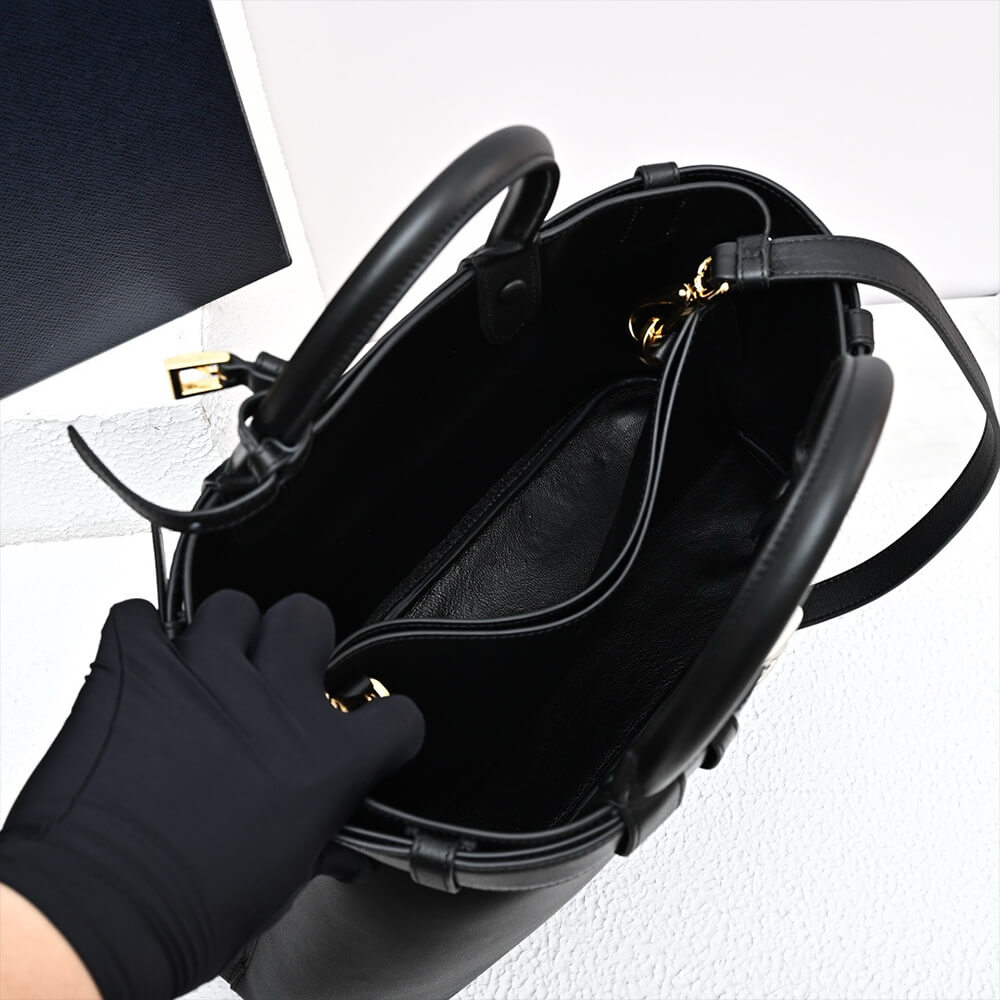 Prada Buckle medium leather handbag with double belt - Replica Luxury Bags™