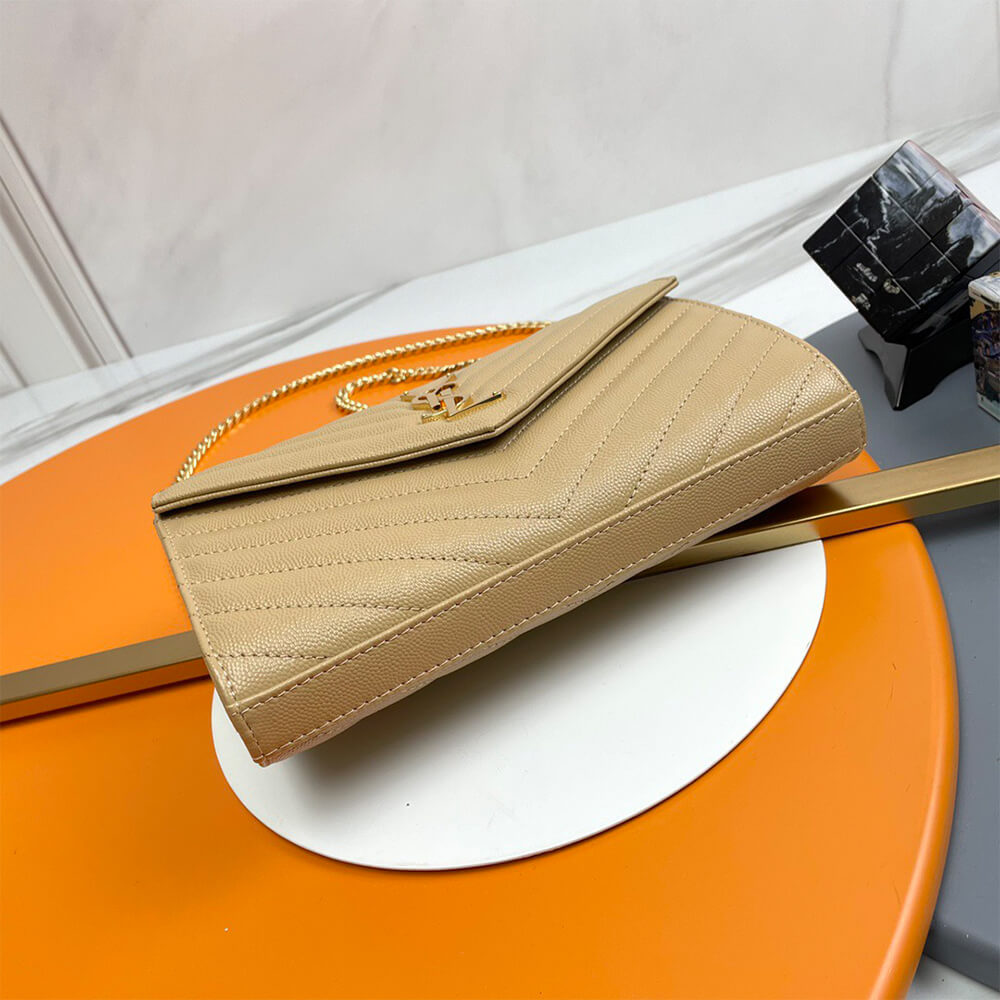 YSL Classic Cassandre Chain Wallet Bag In Grain De Poudre Leather - Replica Luxury Bags™