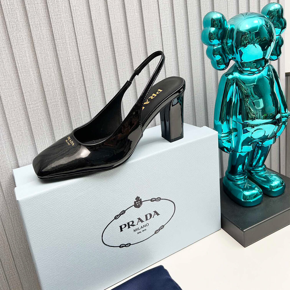 Prada Patent Leather Slingback Pumps 85 mm Shoes - Replica Luxury Bags™