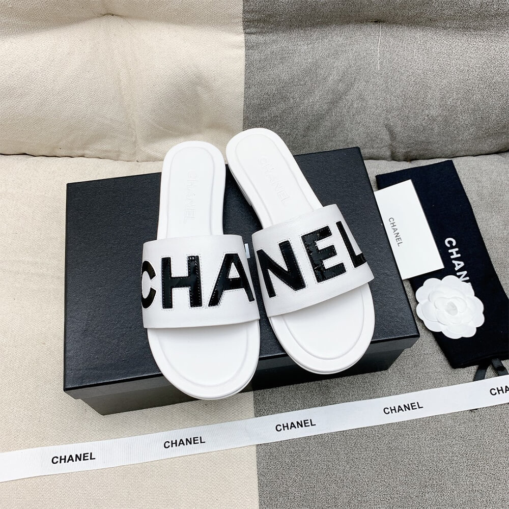 Chanel Ivory Slides Shoes - Replica Luxury Bags™
