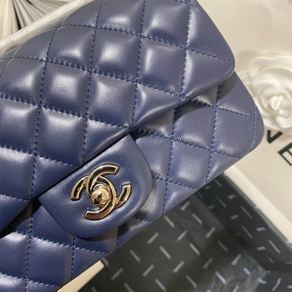 Chanel Mini Flap Bag in Navy with Silver Hardware - Replica Luxury Bags™