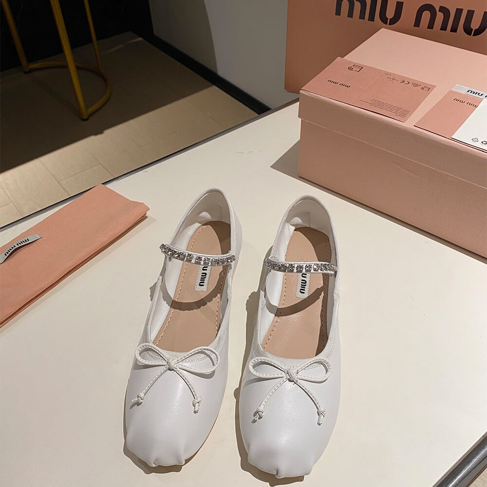 MiuMiu Leather Ballerinas Shoes - Replica Luxury Bags™
