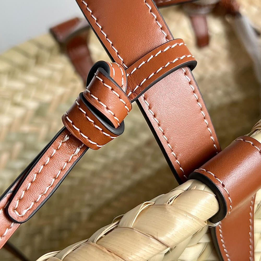 Teen Celine Classic Panier In Palm Leaves and Calfskin Bag - Replica Luxury Bags™