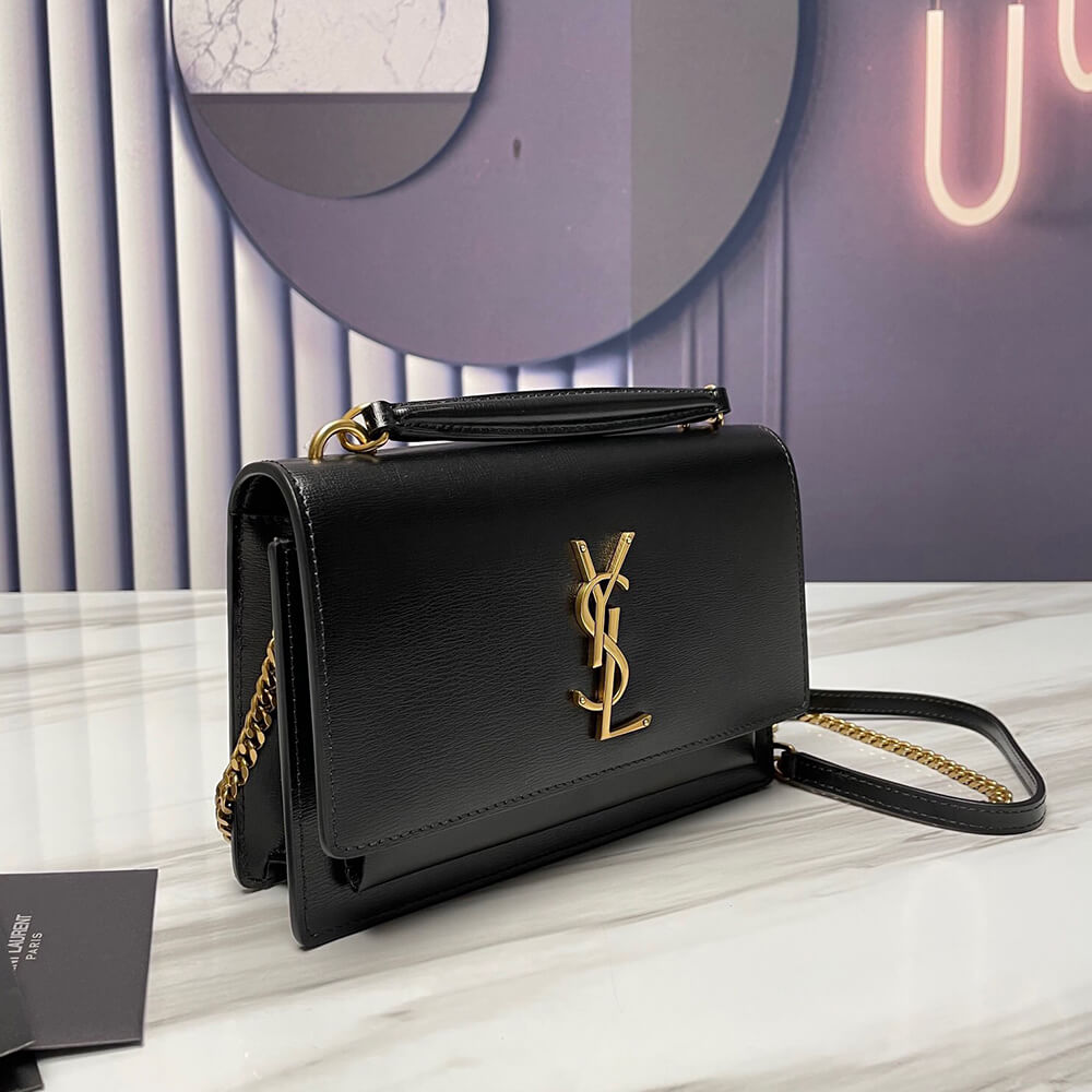 YSL SUNSET BAG CHAIN WALLET IN SMOOTH LEATHER - Replica Luxury Bags™